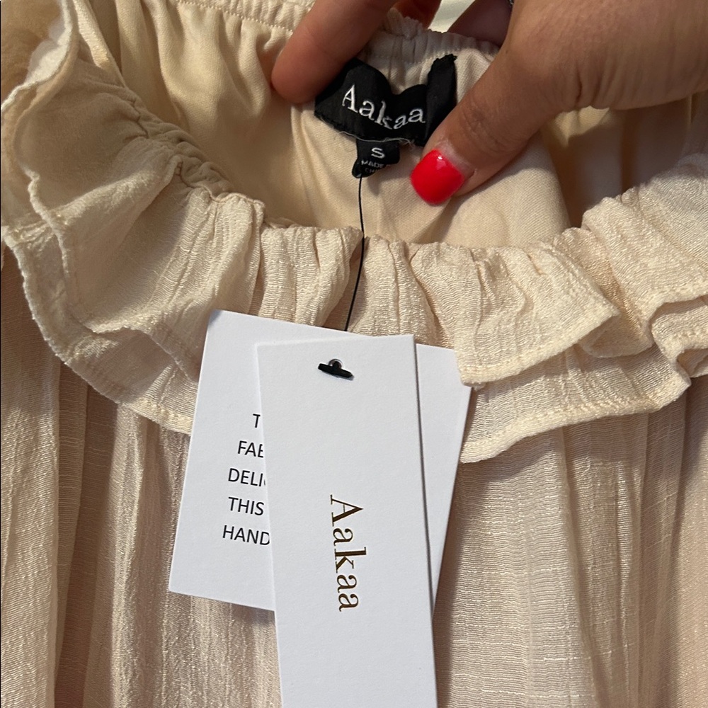 Aakaa Cream Ruffled Dress - Picture 2 of 3